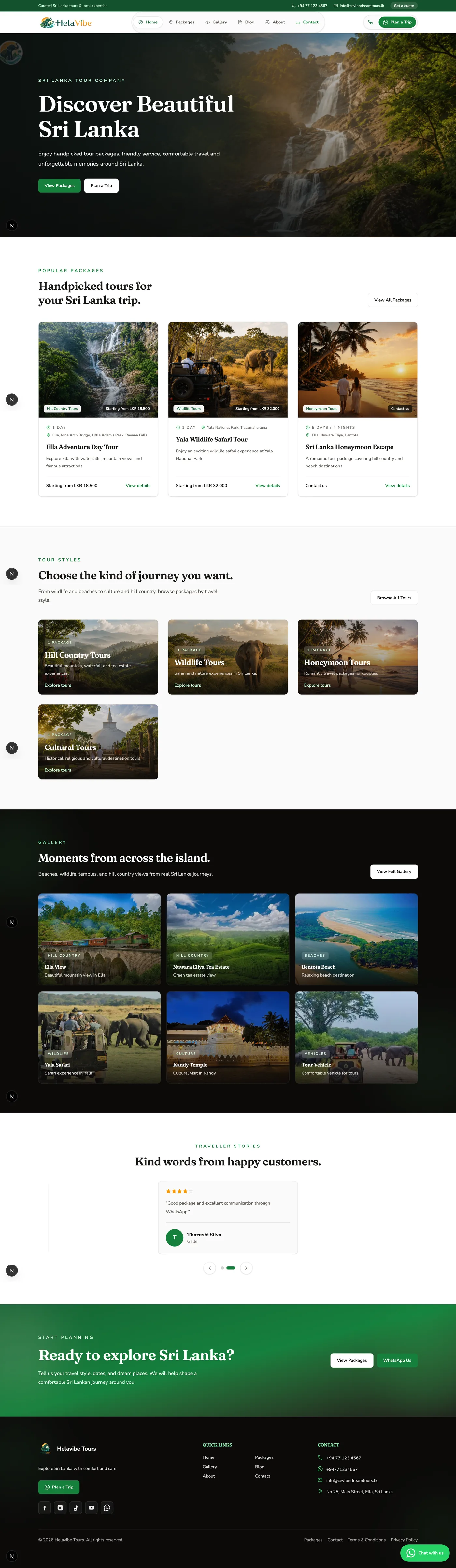 HelaVibe demo tour guide website homepage